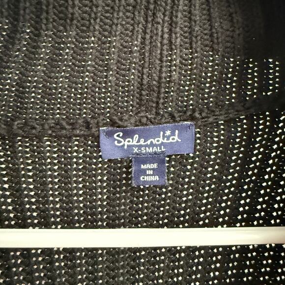 Splendid sz XS Black Drape Front cotton Open slouchy Cardigan - Picture 3 of 8